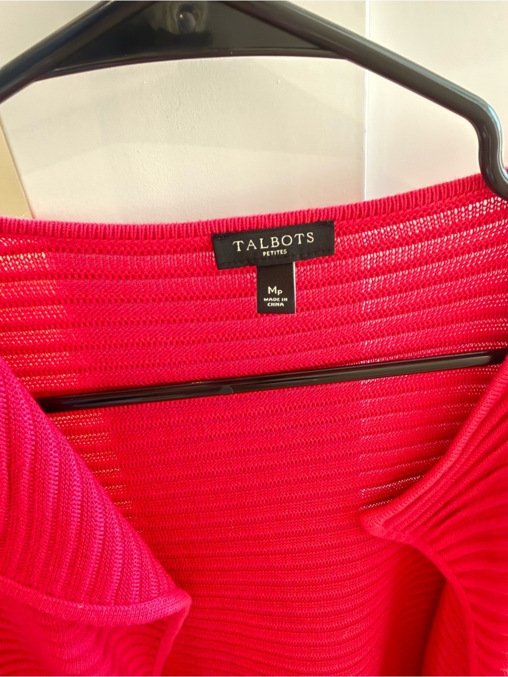 Talbots Women’s Bright Pink Ribbed Open Cardigan - Picture 2 of 3